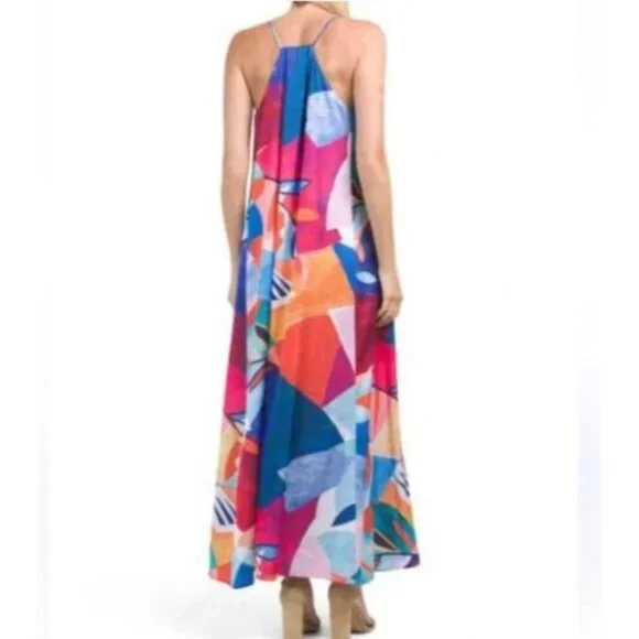 New Nicole Miller Dress 1X Oversized Pockets Abstract Geometric Resort Cruise